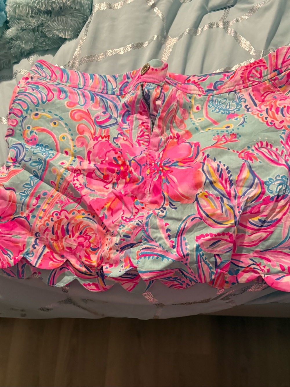 Lilly Pulitzer Pink Floral Scalloped Hem Skort